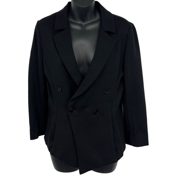 Emporio Armani Black Double Breasted Blazer Women Size 44 Modal Work Career New - Picture 1 of 8